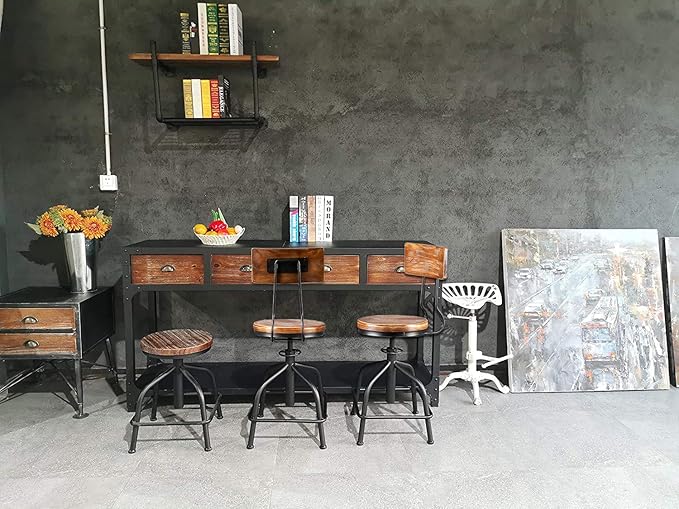 Topower Farmhouse Kitchen Stool, Industrial Counter Stool, Kitchen Deco Round - Image 8