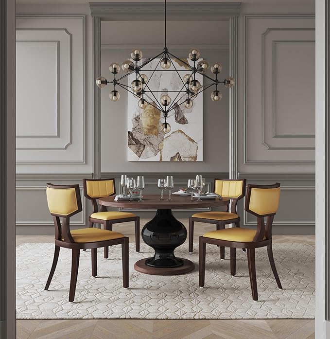 Manhattan Comfort Pulitzer Faux Leather Dining Chairs Set of 2, Solid Beech Wood - Image 2