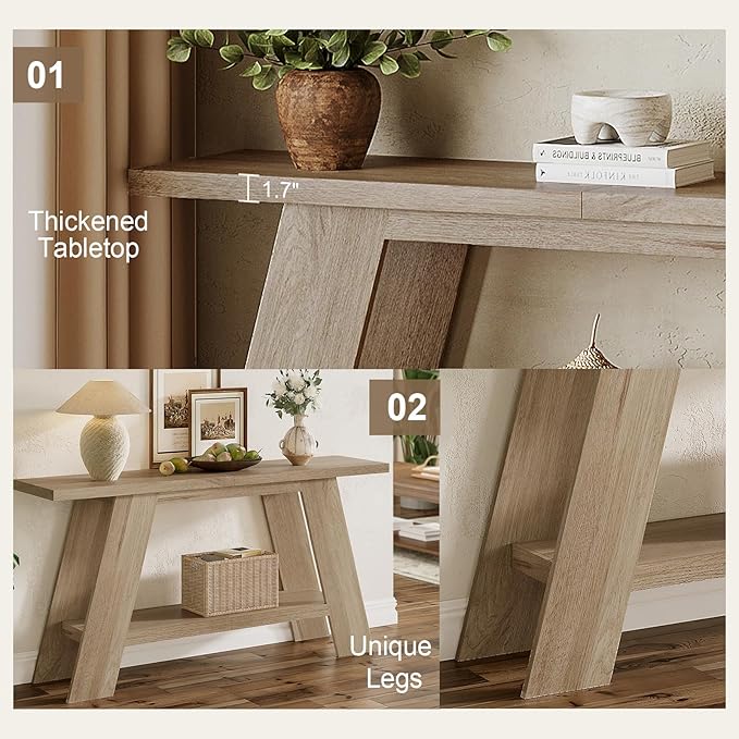 Treocho 63 Inch Long Farmhouse Console Tables - Image 6