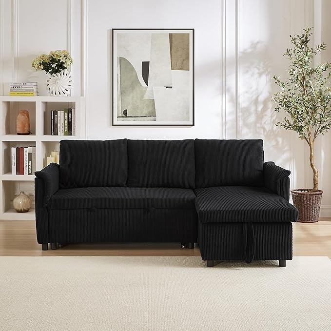 Ball & Cast L-Shape Reversible Sectional Sleeper Sofa Bed 4 in 1 Pull Out Couch - Image 7