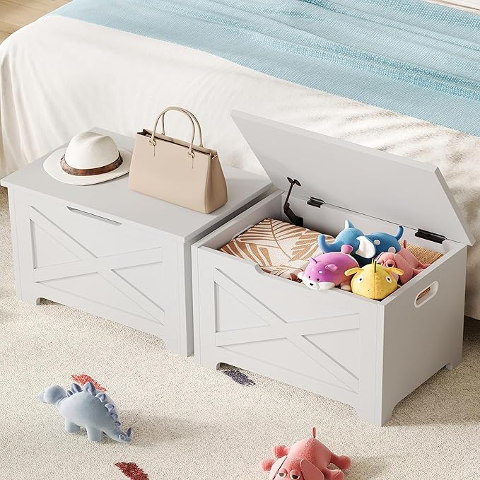 GarveeHome 23.6" Storage Chest, Wooden Storage Bench - Image 5