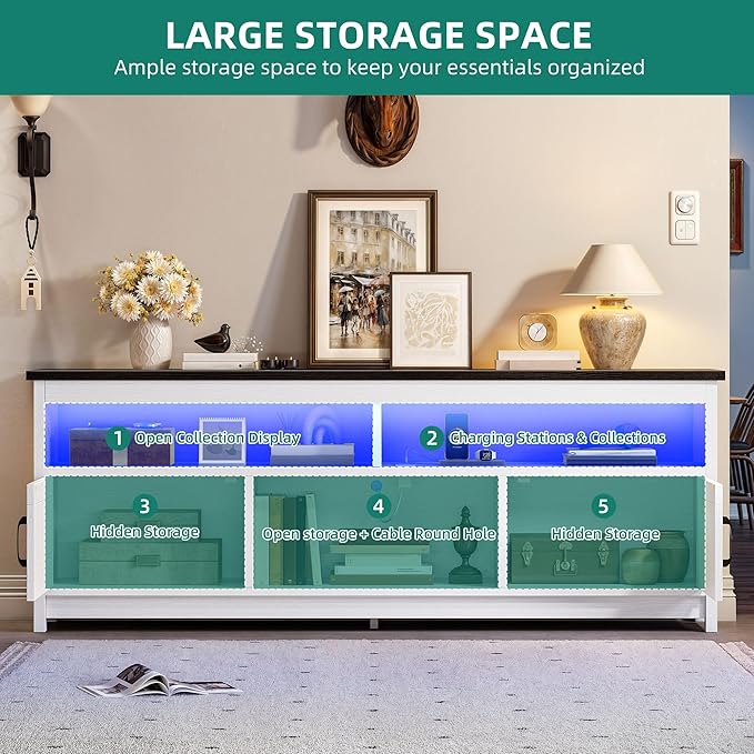 YITAHOME Farmhouse TV Stand for 65/75 Inch Television, LED Entertainment Center - Image 5