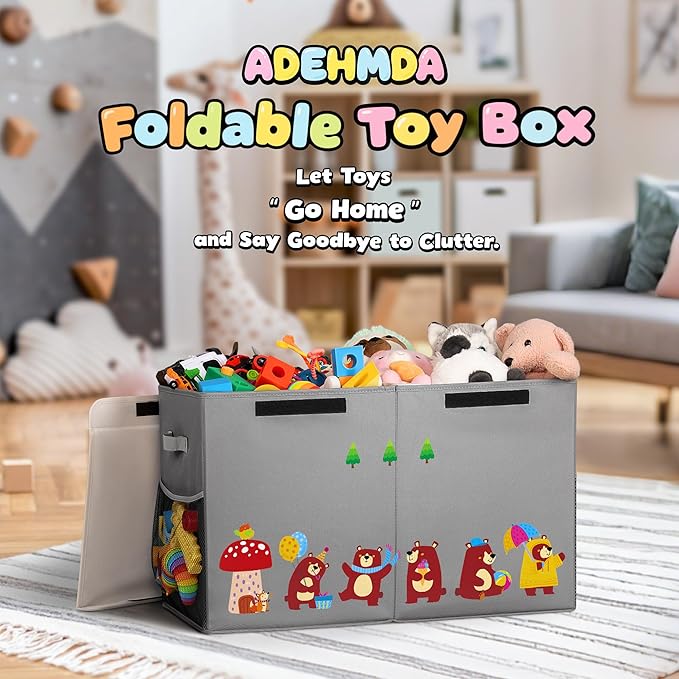 80L Large Toy Storage Box with Lid, Large Toy Box Chest - Image 2