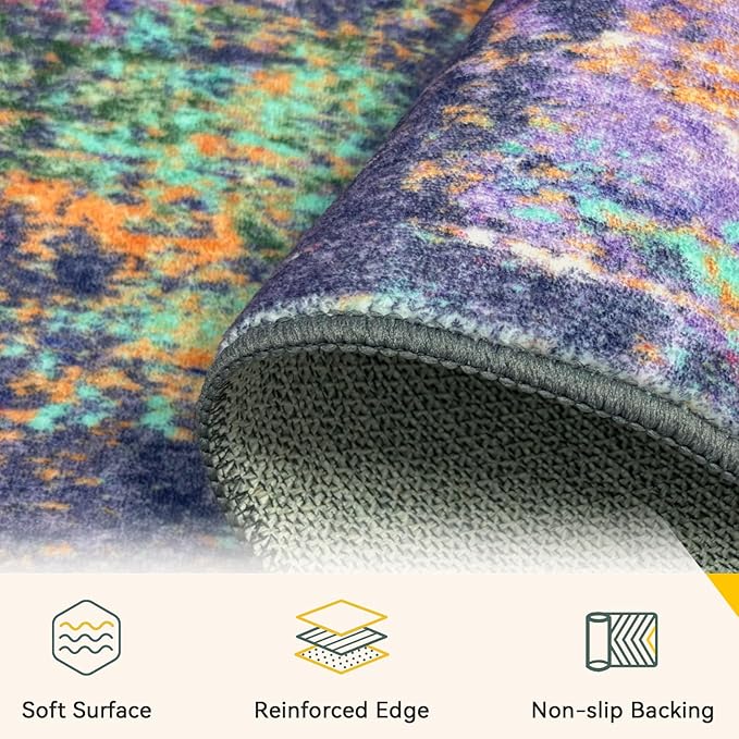 Washable Area Rugs 5'x7' Non-Slip Modern Abstract Soft - Image 4