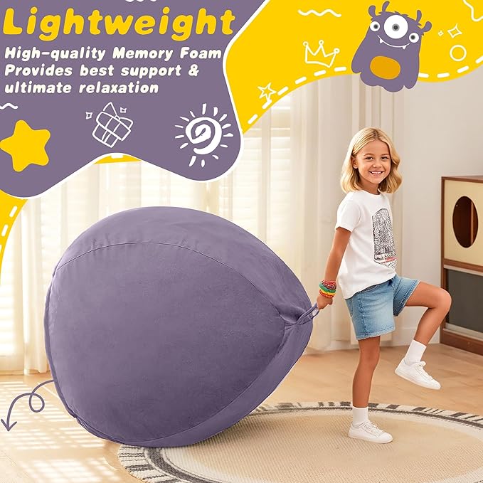 HABUTWAY 2FT Bean Bag Chair, Teardrop Bean Bag Chair Luxurious Velvet Ultra - Image 5