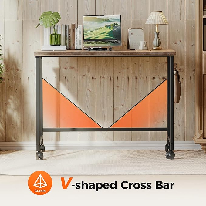 Rolling Computer Desk with Wheels, Gaming Desk - Image 7