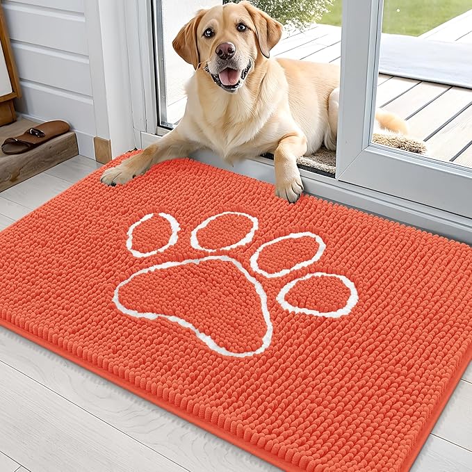 OLANLY Door Mat for Muddy Dog Paws 36x24, Ultra Absorbent Chenille Mud Doormat by OLANLY