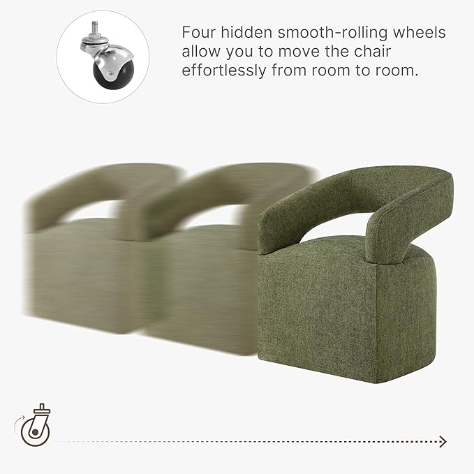 Upholstered Dining Chairs with Casters Easy Assembly Require Modern Barrel - Image 4