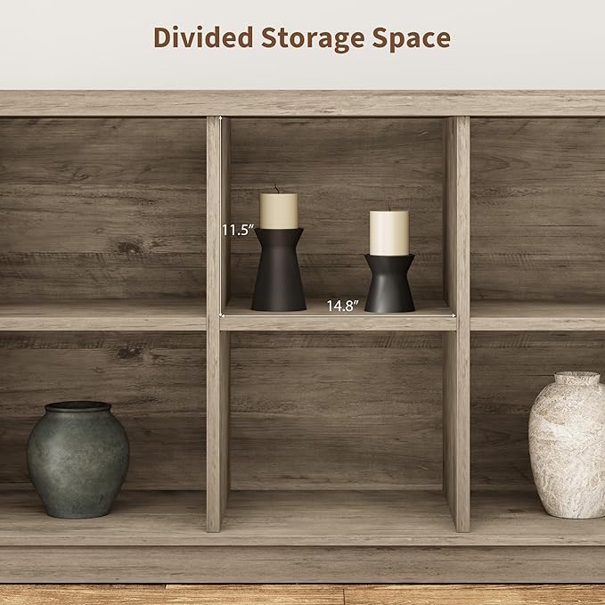 GarveeHome 8 Cube Storage Organizer Bookshelf, Farmhouse Horizontal Bookcase - Image 6