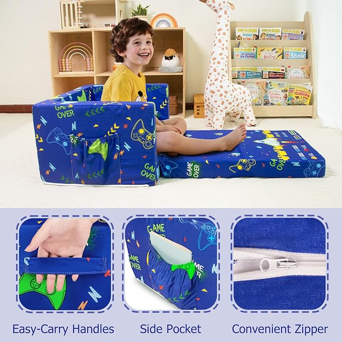 Kids Couch, 2-in-1 Kid Fold Out Couch, Convertible Kids Sofa to Lounger - Image 8