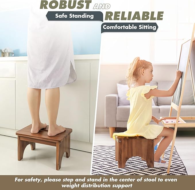 Wooden Step Stool, 9in One Step Stool - Image 5