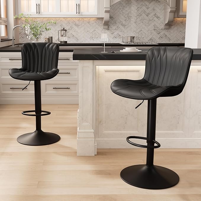 YOUNIKE Black Bar Stools Sset of 4 Modern Swivel Counter Height Bar Chair - Image 7