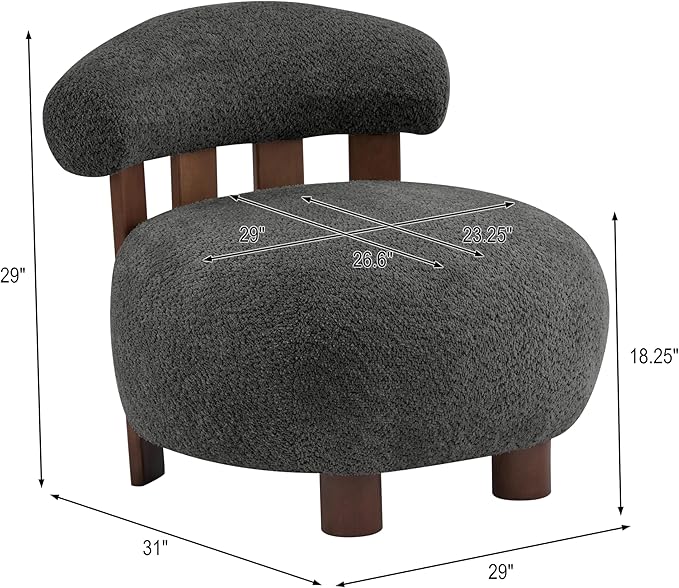 Christopher Knight Home Elvina Boucle Fabric Accent Chair, Solid Wood Single - Image 2