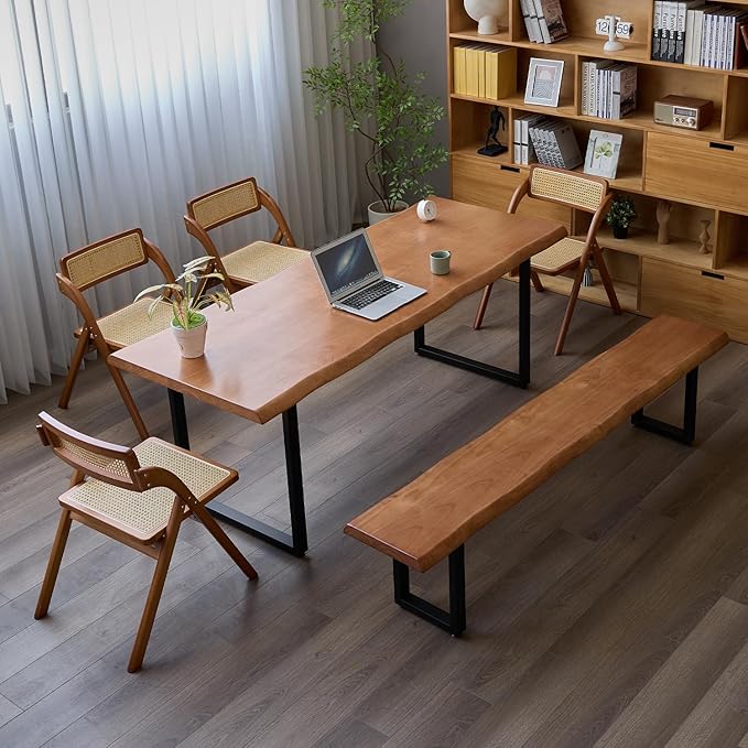Stylish Brown Wooden Long Bench - Image 7