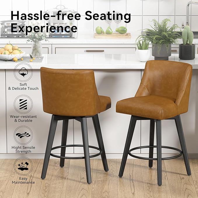 Counter Height Swivel Bar Stools Set of 4, 26 Inch Bar Stools - Image 3
