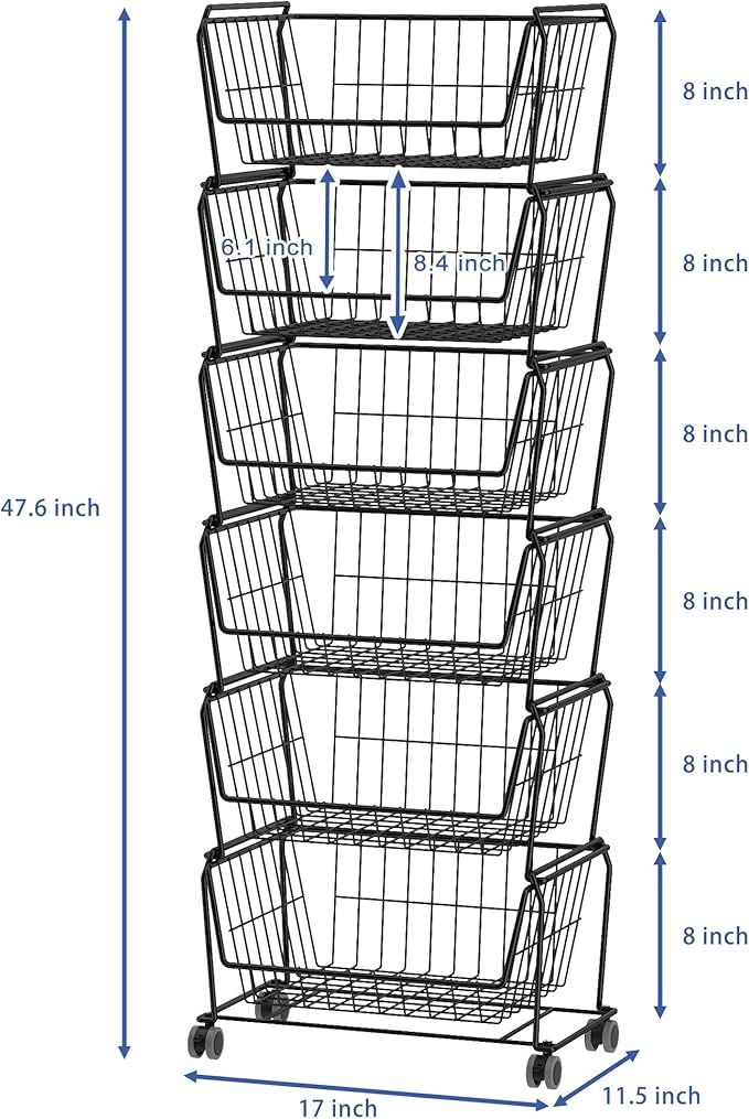 PUSDON Stackable Metal Storage Carts, Dual Use Shelf - Image 9