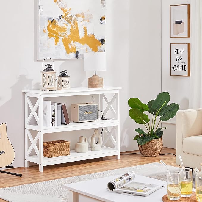Yaheetech Entryway Table with Storage Shelves, Console Table with Power Outlets - Image 2