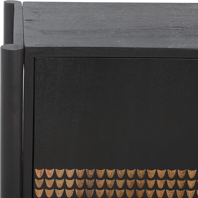 SAFAVIEH Home Collection Errington Black/Gold Accents Solid Wood 2-Shelf Media - Image 6