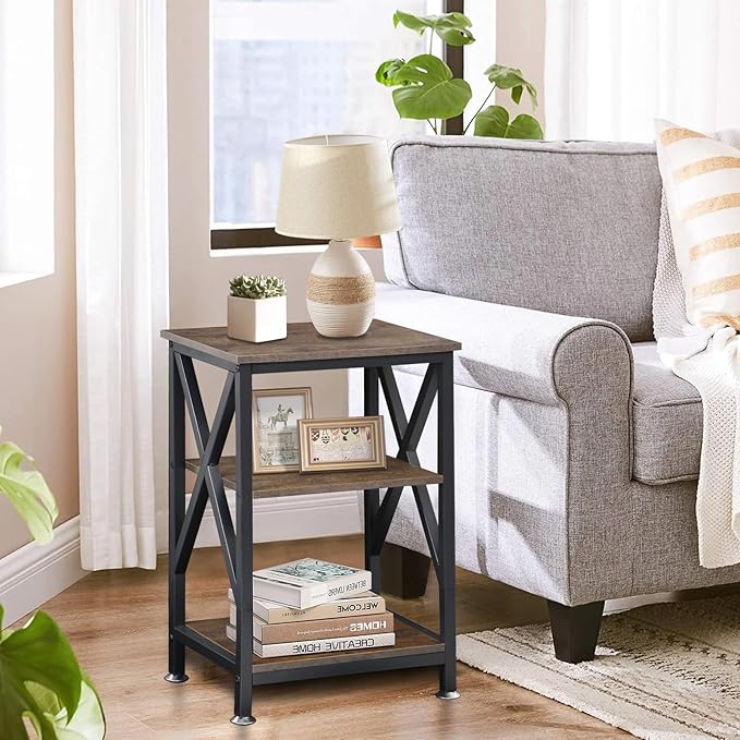 End Tables with Storage Shelf, Small Side Table 3-Tier, End Tables Living Room - Image 6