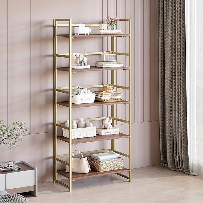 BHG Vintage Multifunctional Folding Bookshelf, 5 Tier No-Assembly Plant Stand - Image 4