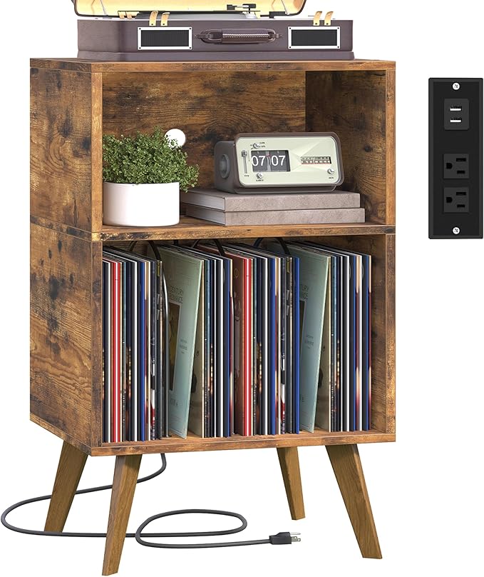 Record Player Stand, 3-Tier Side End Table by Yzosvki