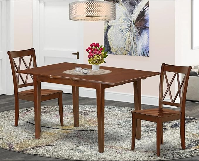 East West Furniture PSCL3-MAH-W 3 Piece Dining Room Furniture Set Contains a - Image 2