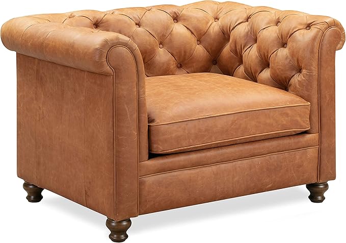 POLY & BARK Lyon Leather Lounge Chair – Cognac Tan Full-Grain Leather by POLYBARK