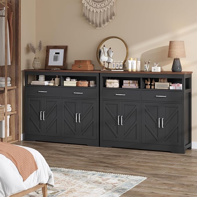 Buffet Sideboard with Storage Farmhouse with 4 Doors, Dining Room - Image 9