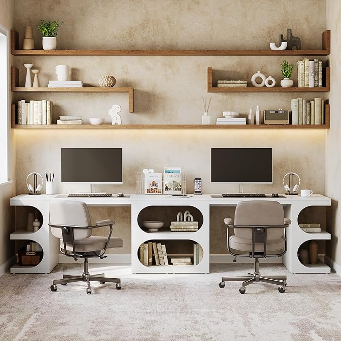 LITTLE TREE 62.2-Inch Executive Desk, Modern Home Office Desks, Office Table - Image 6