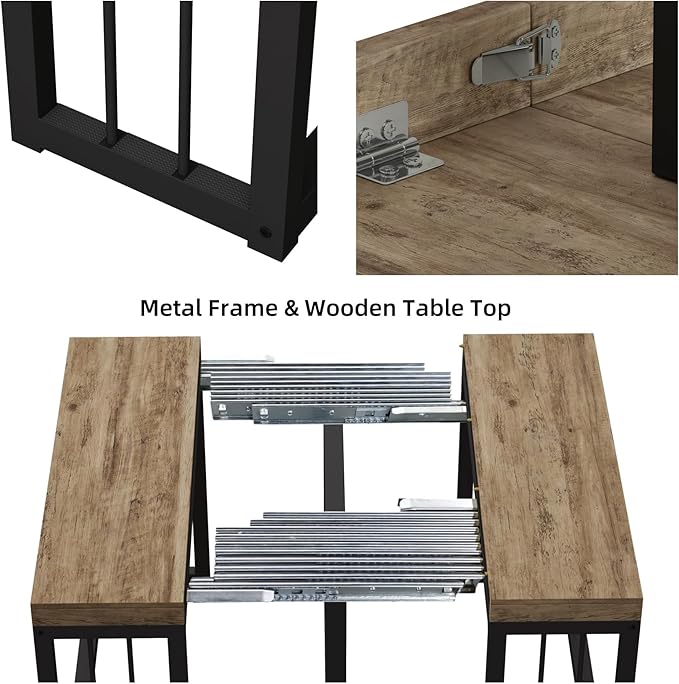 KEIKI 23.62" - 118" L Extendable Foldable Dining Room Table - Image 6