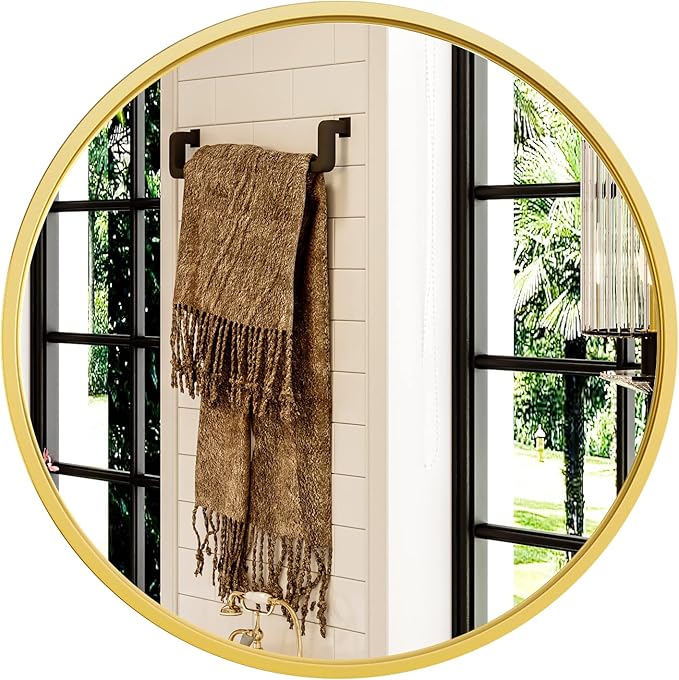Growsun 30'' Gold Round Mirror, Circle Wall Mirror by Growsun