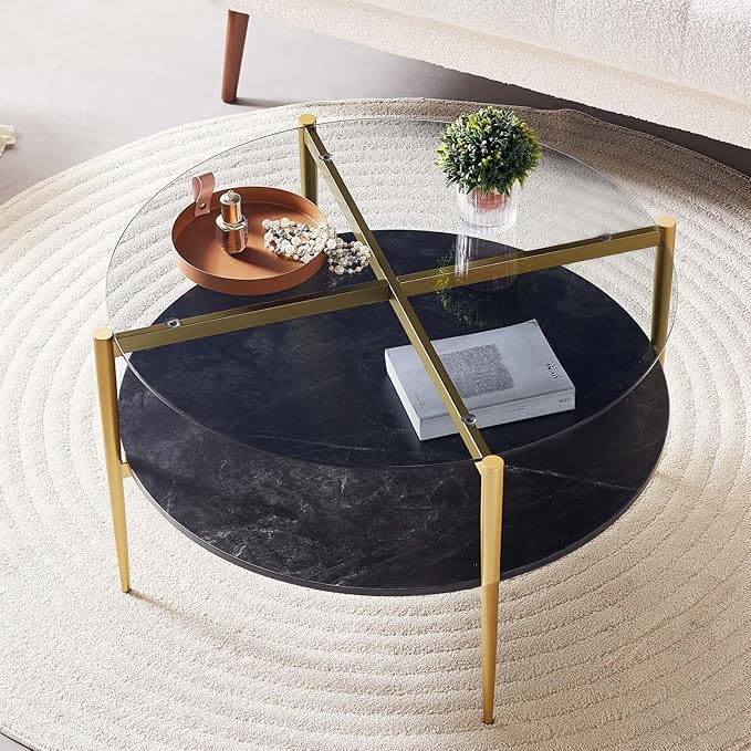 Round Coffee Table for Living Room, Mid-Century Modern Design, D30 x H17 by LumFurn