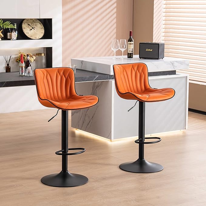 YOUNIKE Orange Bar Stools Set of 4 Modern Swivel Counter Height Bar Chair - Image 8