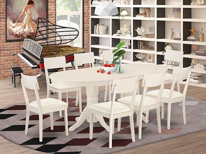 East West Furniture VAAD9-LWH-LC 9 Piece Kitchen Table & Chairs Set Includes an - Image 2