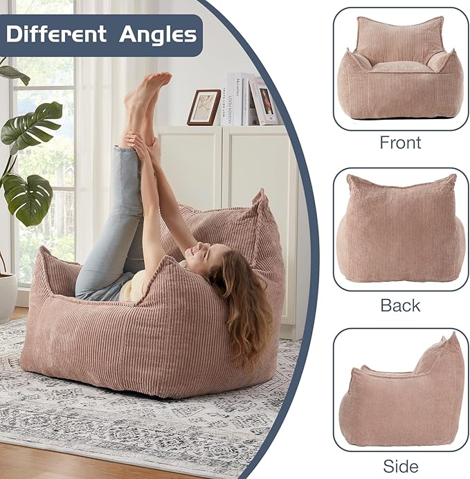 Giant Bean Bag Chair Sofa for Adults Teens, Comfy Corduroy Large Bean Bag Chairs - Image 7