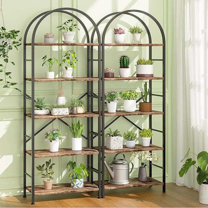 Shintenchi Bookshelf, Arched Bookshelf 5 Tier Bookcase, Tall Shelf - Image 10