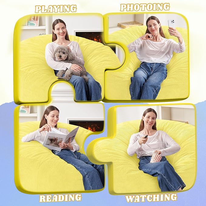 HABUTWAY 3FT Bean Bag Chair, Giant Bean Bag Chairs - Image 4
