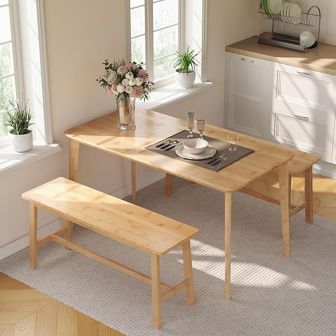 HOOBRO 39.3'' Bamboo Dining Bench, Farmhouse Table Bench, Kitchen & Living Room - Image 6