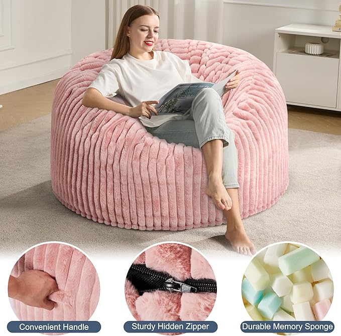 4ft Bean Bag Chairs for Adults Large Beanbag Chair - Image 4