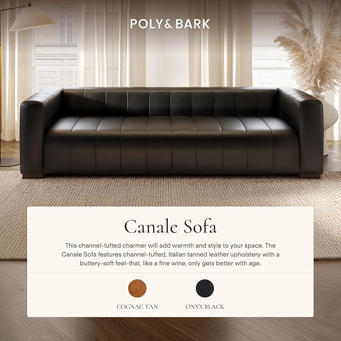 POLY & BARK Canale 86" Sofa in Onyx Black - Image 3