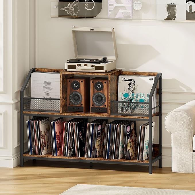 Large Record Player Table, Holds up to 400 Albums, Medieval Rustic Vinyl Record - Image 2