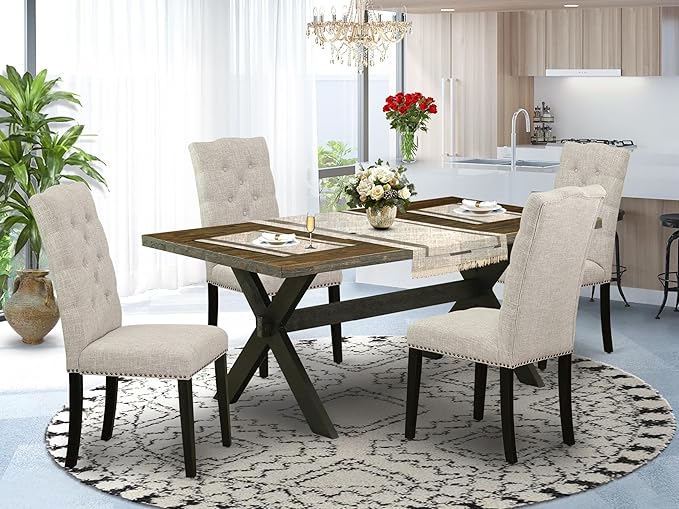 East West Furniture X677EL635-5 5 Piece Kitchen Table & Chairs Set Includes a - Image 2