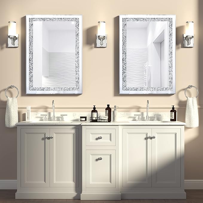Crystal Decorative Mirror-28 x20 Rectangle Gorgeous Silver Mirror, Crush - Image 4