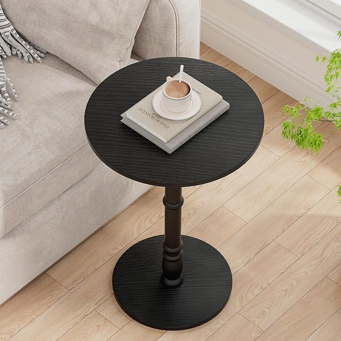 Round Side Table, Solid Wood Pillar, Large 15.7" Top, Small Accent Table - Image 8