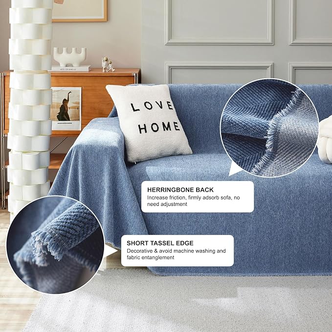 STACYPIK Durable Simple Blue Sofa Cover - Image 2