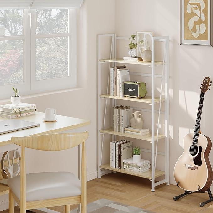 BHG Vintage Multifunctional Bookcase Folding Bookshelf, No-Assembly Plant Stand - Image 2