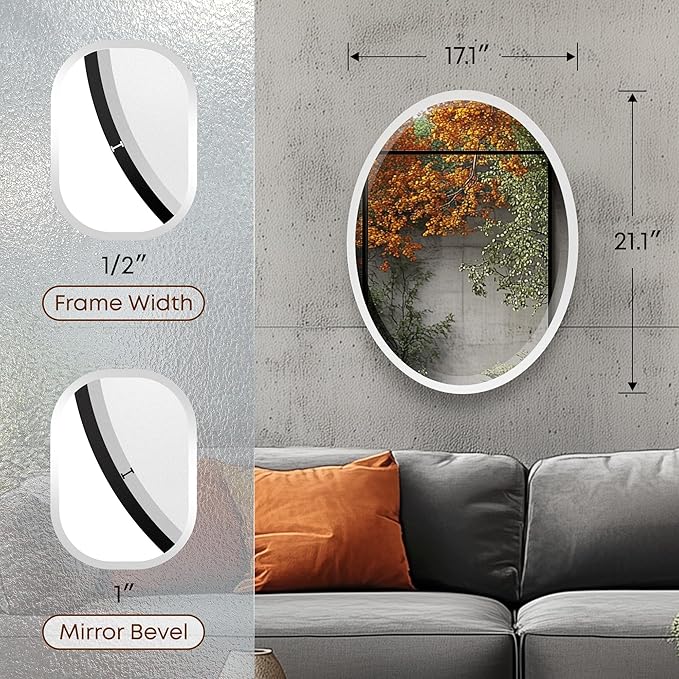 OVALCREST - Oval Wooden Beveled Wall Mirror - Image 3