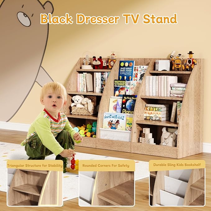 4 Tier Kids Bookshelf, 4 Layer Sling Kids Book Shelf - Image 4
