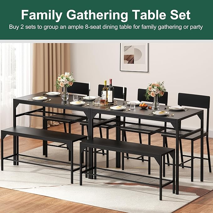 Shintenchi Kitchen Table Chairs Set of 4, Dining Table Set - Image 6