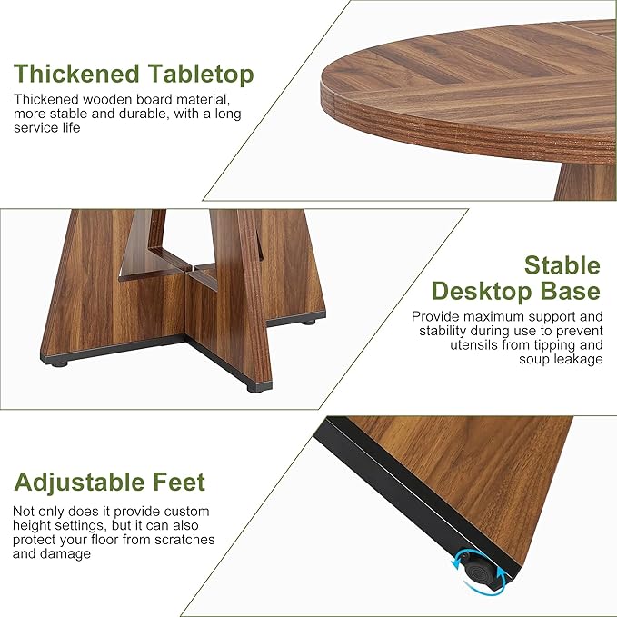 NicBex 47 Inch Round Dining Table, Wooden Dinner Table - Image 3